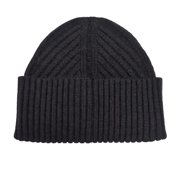 ALL SAINTS Travelling Rib Cuff Beanie Hat Unisex Adult Logo Cinder Black NEW NWT - Picture 2 of 7